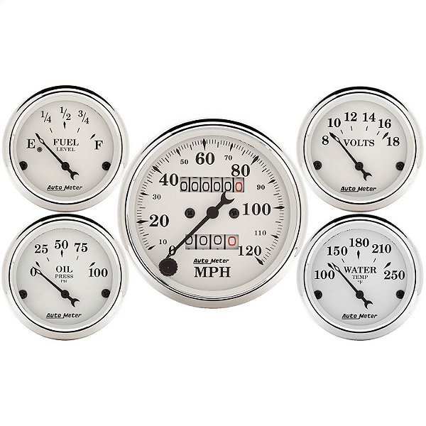 Kit Instrumentos Auto Meter 1601 Old Tyme White Street Rod Painel