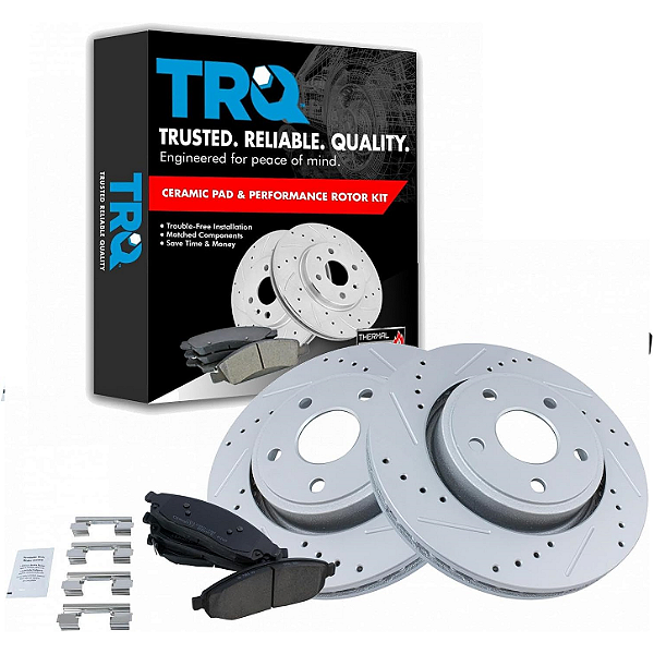 Kit Disco de Freio Perfurado Frisado Revestido Zinco TRQ Jeep Wrangler Cherokee 4x4