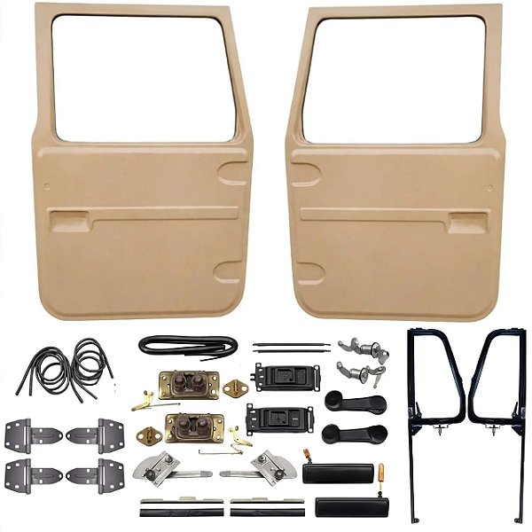 Kit Porta Dianteira Direita e Esquerda Em Fibra Toyota Bandeirante (1985 a 2001) Completo - Bege