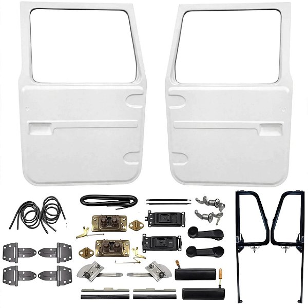 Kit Porta Dianteira Direita e Esquerda Em Fibra Toyota Bandeirante (1985 a 2001) Completo - Branco