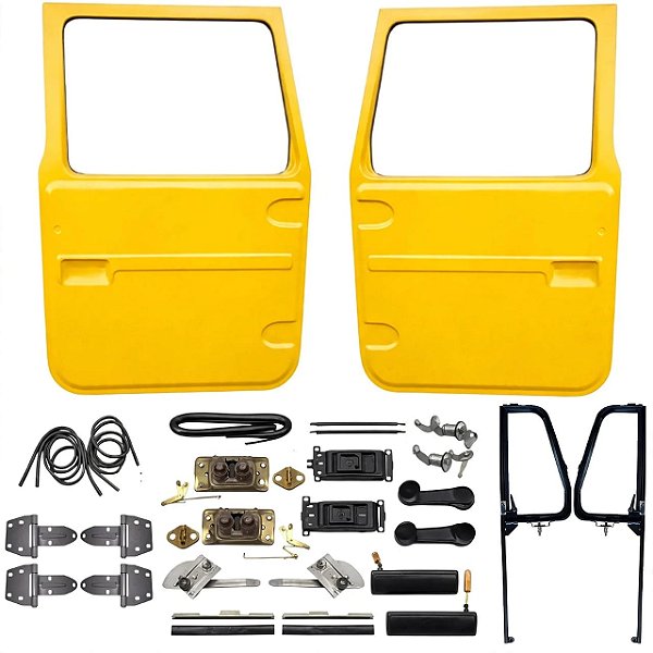 Kit Porta Dianteira Direita e Esquerda Em Fibra Toyota Bandeirante (1985 a 2001) Completo - Amarelo