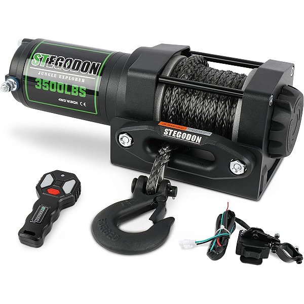 Guincho Eletrico Stegodon 3500lbs 12V Corda Sintetica UTV ATV