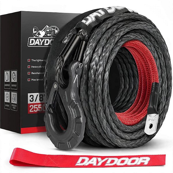 Corda Sintética Guincho DAYDOOR 3/8 28m 11567kg C/ Gancho 4x4