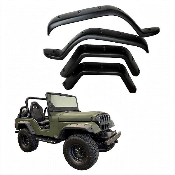 Alargador Paralama Fibra Jeep Willys CJ5 Bushwacker 15cm C/ Kit