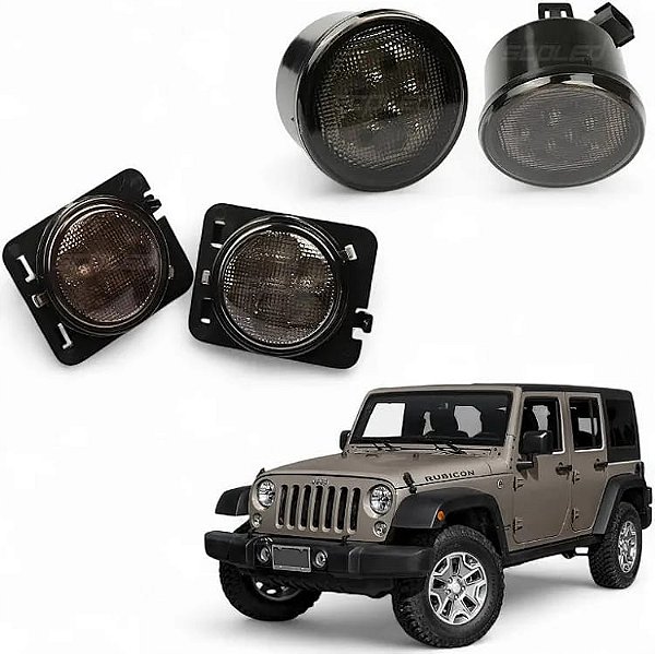 Kit Seta 4 Peças Wrangler Jku / Jk 2007 À 2017 Fume
