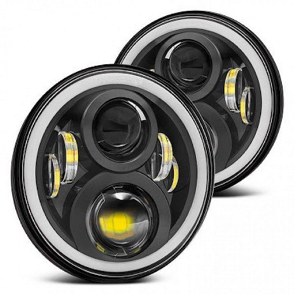Par Farol Full LED Angel Eyes com Suporte e Canceller (Troller 2015+)