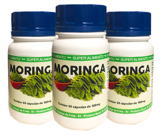 Moringa 500 mg - com 60 Cápsulas - Kit com 3 frascos
