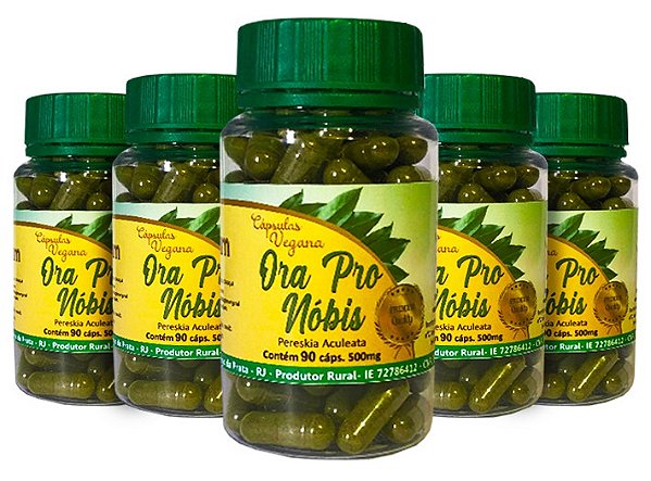 Ora Pro Nobis PREMIUM 500mg -  90 Capsulas - Kit com 5 frascos