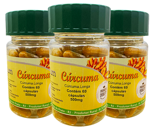 Cúrcuma PREMIUM 500 mg -  com 60 Capsulas - Kit com 3 frascos
