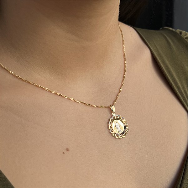 Gargantilha N. Senhora das Graças Semijoia18k - C18