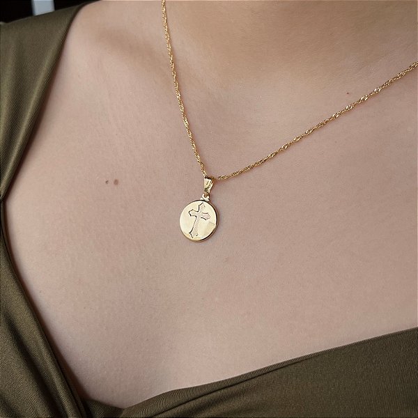 Gargantilha Crucifixo Semijoia 18k - MC89