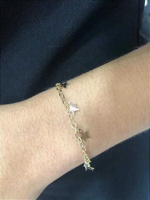 Pulseira c/ estrelinhas - Semijoia 18k - Antialérgico