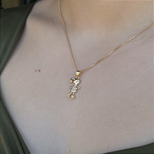 Gargantilha Menina Cravejada Com Pedras Semijoia18K - MC40