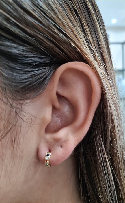 Argolas Zircônia Colorida  Pequena Semijoias 18k