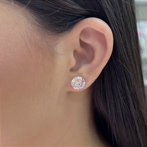 Brincos Redondo 10mm Pedra Zircônia Prata 925 - BPR51