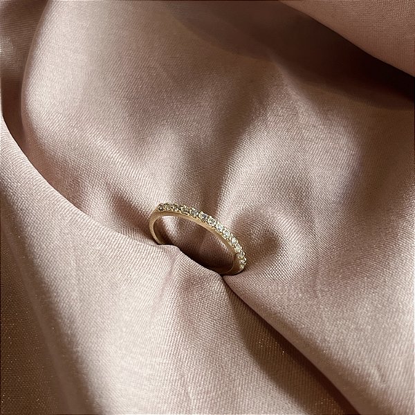 Anel Aparador com Zircônias Semijoias 18k - Antialérgico - MA02