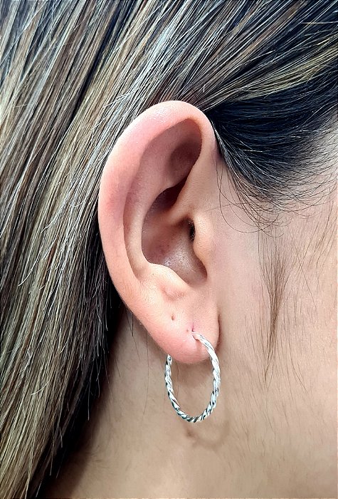 Argolas Trançadas Prata 925 - 28mm - BPR73