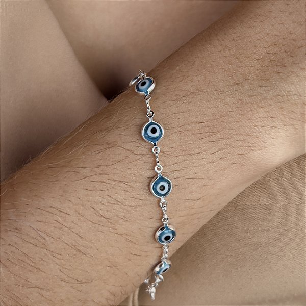 Pulseira Olho Grego Prata 925 - 19cm - PPR35