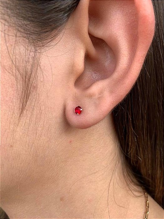 Brincos com Tarraxas Baby Pedra Zircônias Prata 925 - 4mm - BPR85