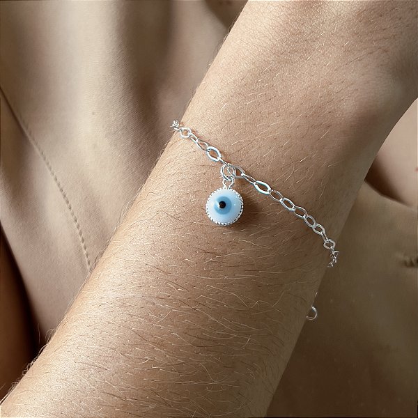 Pulseira com Olho Grego Prata 925 - 18cm - PPR16