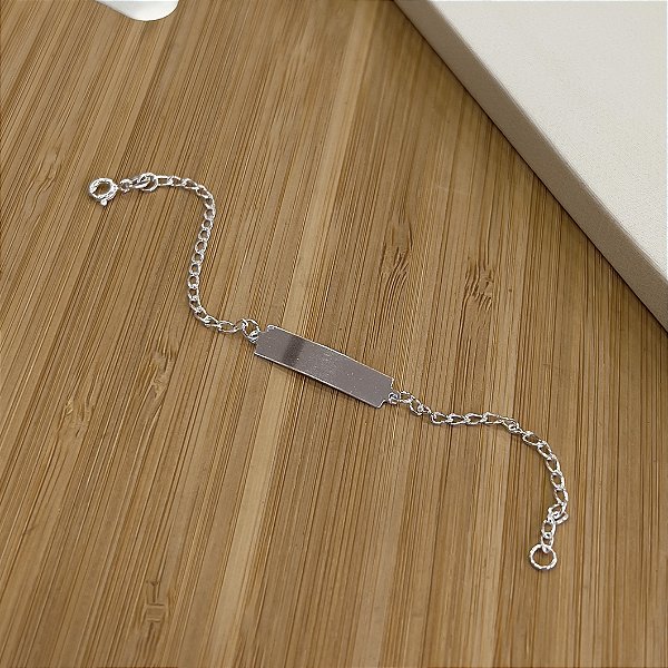 Pulseira Infantil  Plaquinha  Prata 925 - 14cm - PPR26