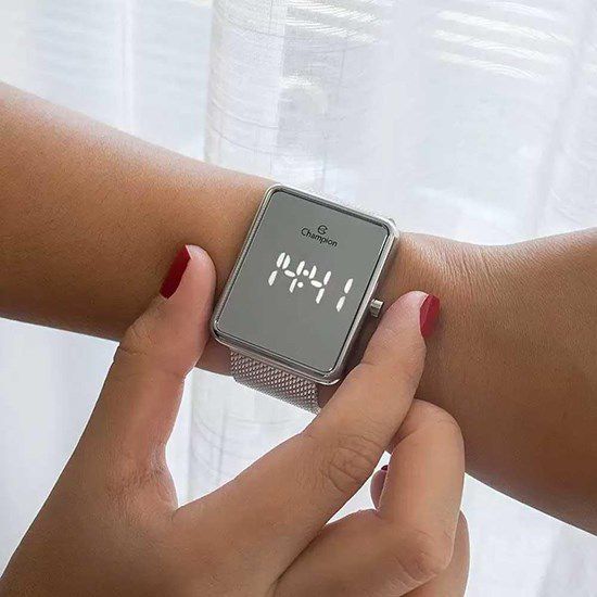 Relógio Champion Feminino Led Prateado - CH40080S