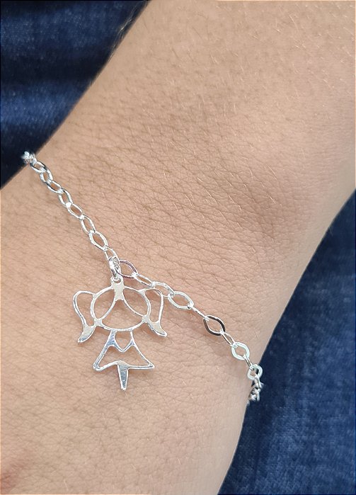 Pulseira com Pingente Filha Prata 925 - 18cm - PPR45