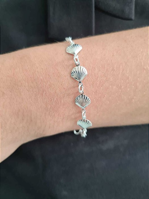 Pulseira com Conchas Prata 925 - 18cm - PPR56