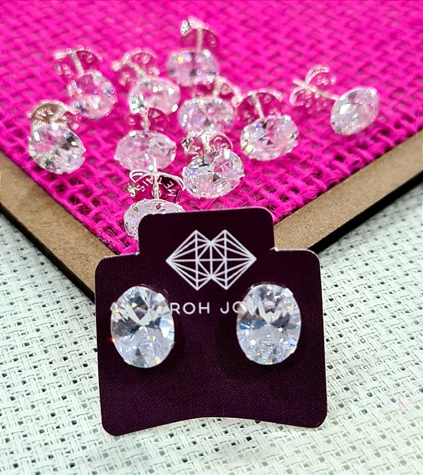 Brincos Oval 8x10mm Prata 925 - BPR117