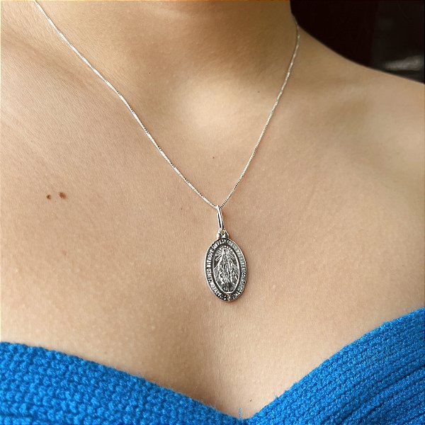 Gargantilha  Pingente Nossa Senhora das Graças Prata 925 - CPR103