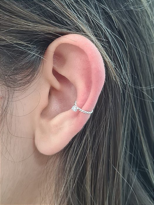 Piercing Fake Trançado com Pedra Prata 925 Ajustável (un) - BPR125