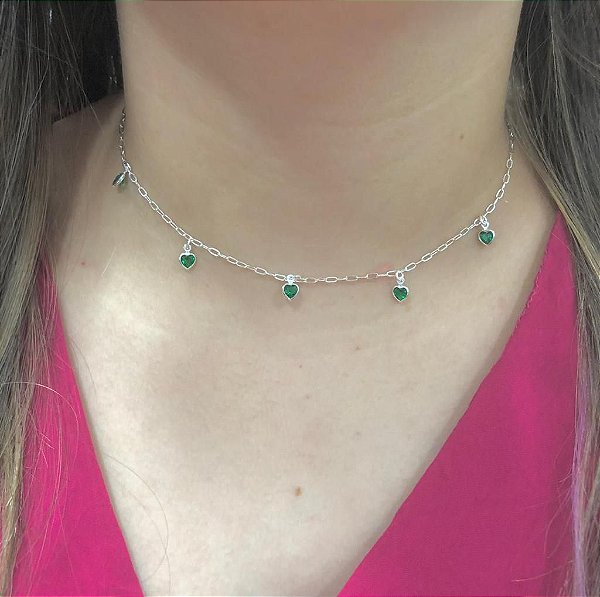 Choker  Prata 925 com Pedras - 38cm - CPR122