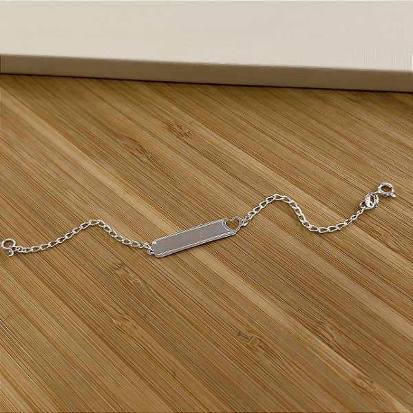Pulseira Infantil Plaquinha com Coração Prata 925 - PPR70