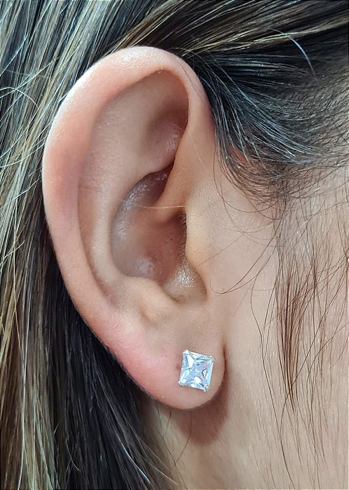 Brincos Quadrado com Zircônia Prata 925 - 6mm - BPR176