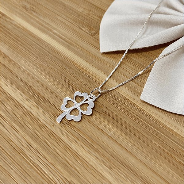 Gargantilha com Pingente Trevo Prata 925 - 45cm - 25mm - CPR178
