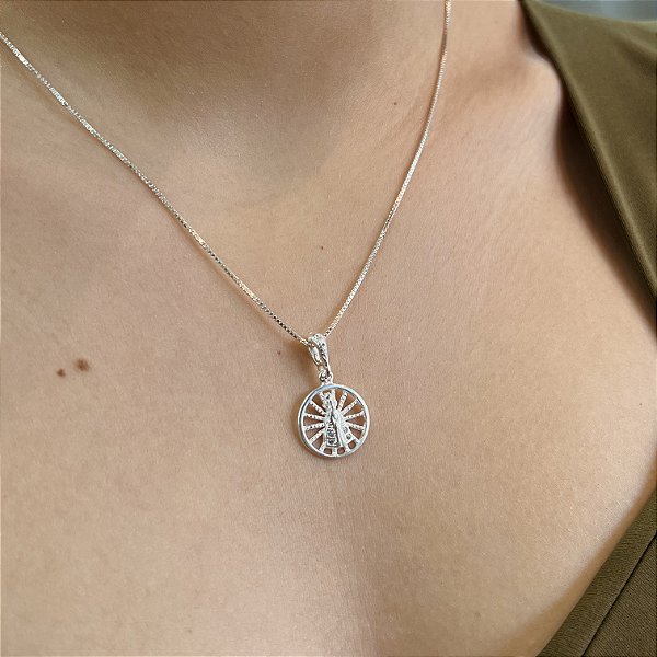 Gargantilha com Nossa Senhora Aparecida Prata 925 - 45cm - CPR191