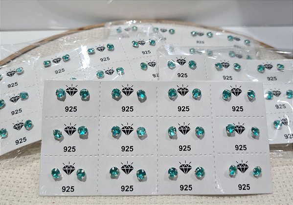 Cartela c/ 12 Pares de Brincos Prata 925 - 4mm