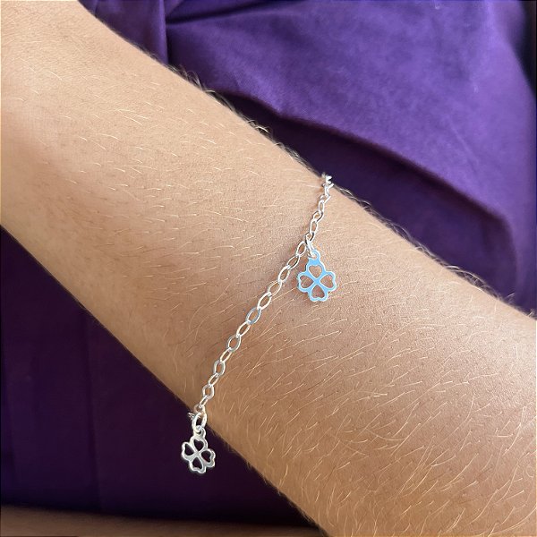 Pulseira com 4 Trevinhos Prata 925 - 18cm - PPR106