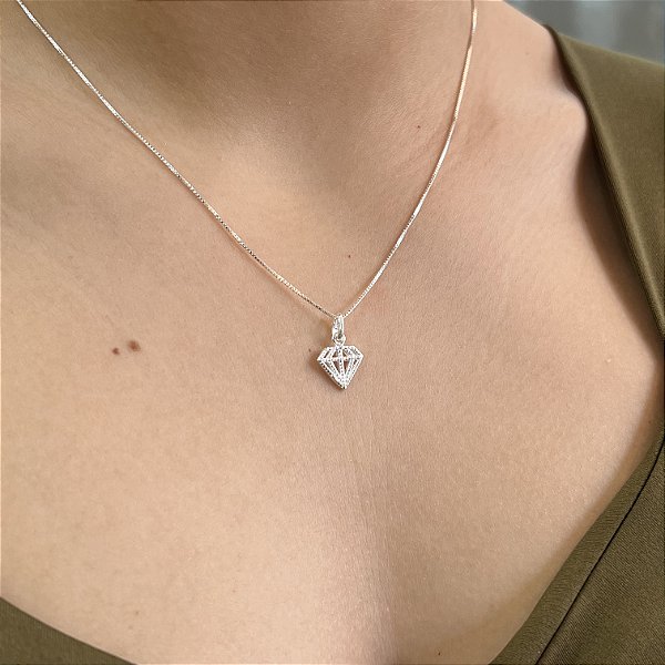 Gargantilha Diamante Prata 925  - 45cm - CPR224