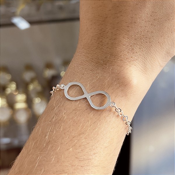 Pulseira com Infinito Prata 925 - 18cm - PPR132
