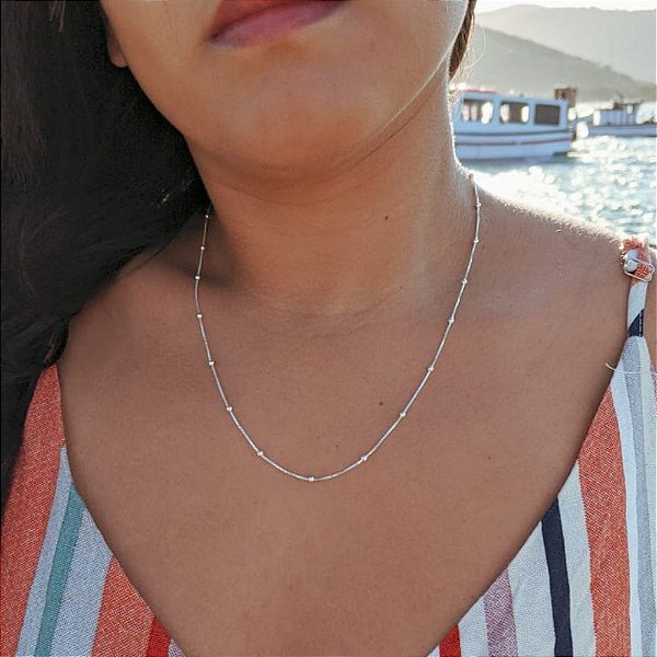 Gargantilha com Bolinhas Prata 925 - 50cm - CPR752