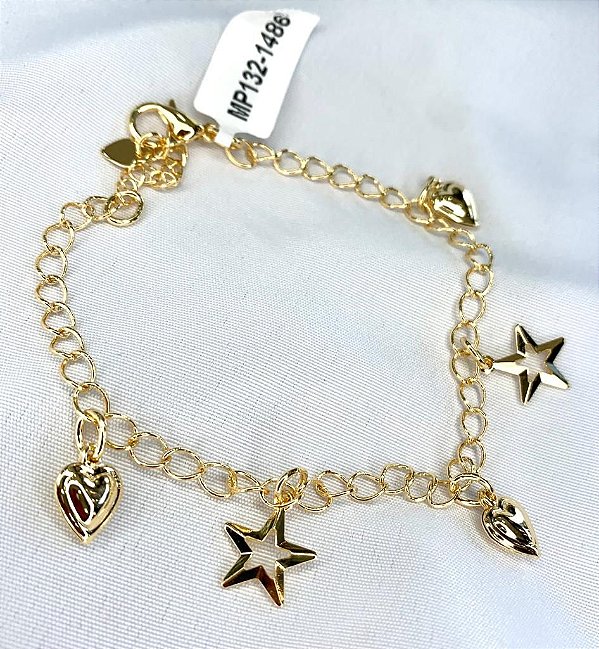 Pulseira Estrela Semijoia 18k - 16cm + 3cm extensor