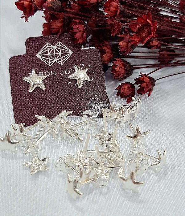 Brincos Estrela Lisa Prata 925 - 7mm -BPR249