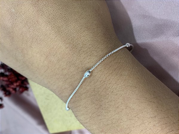 Pulseira com Bolinhas Oval Prata 925 - 18cm - PPR153