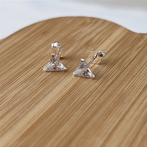 Brincos com Pedras Triângulo Prata 925 - 6mm - BPR269