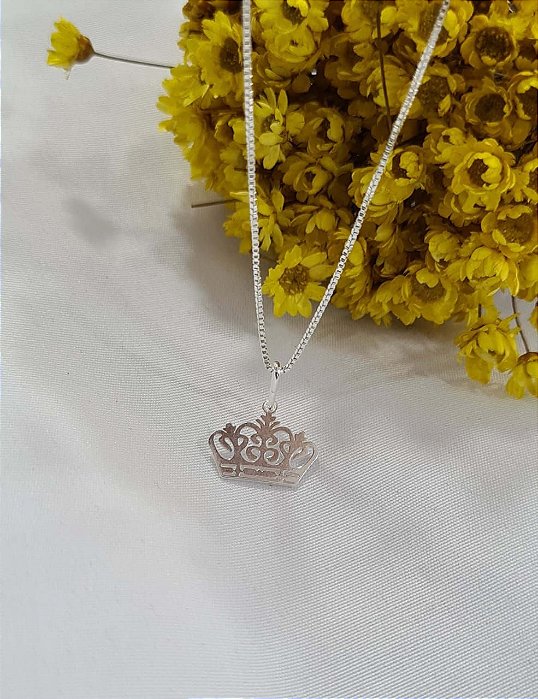 Gargantilha com Pingente Coroa Prata 925 - 45cm - CPR258