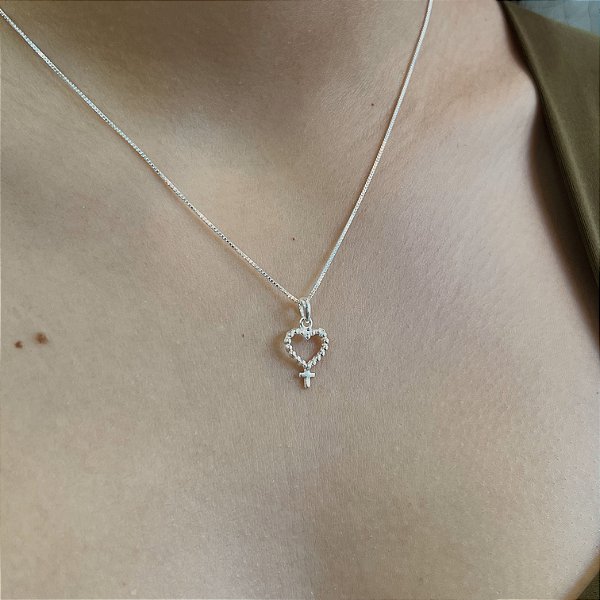 Gargantilha com Pingente Terço Prata 925 - 45cm - CPR264