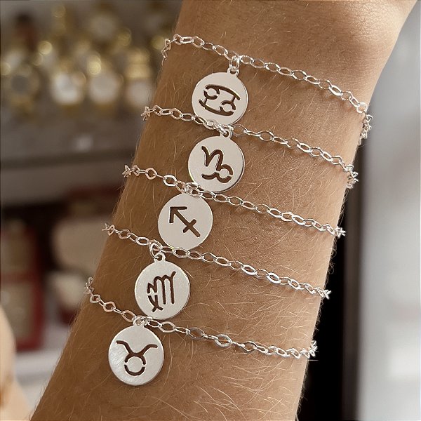 Pulseira Signos do Zodíaco Prata 925 - 18cm - PPR174