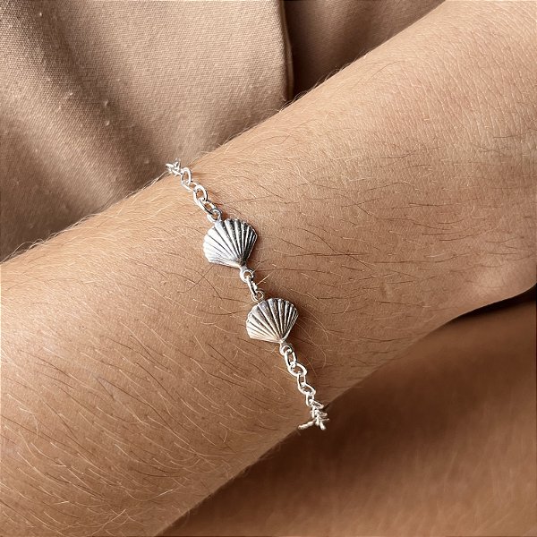 Pulseira com Conchas Prata 925 - 18cm - PPR180