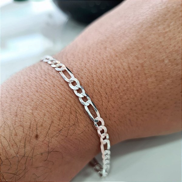 Pulseira Masculina 3 por 1 Prata 925 19cm 4mm - PPR197